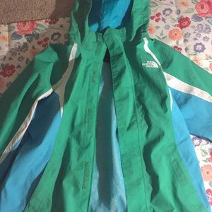 Green light rain jacket Northface with hood